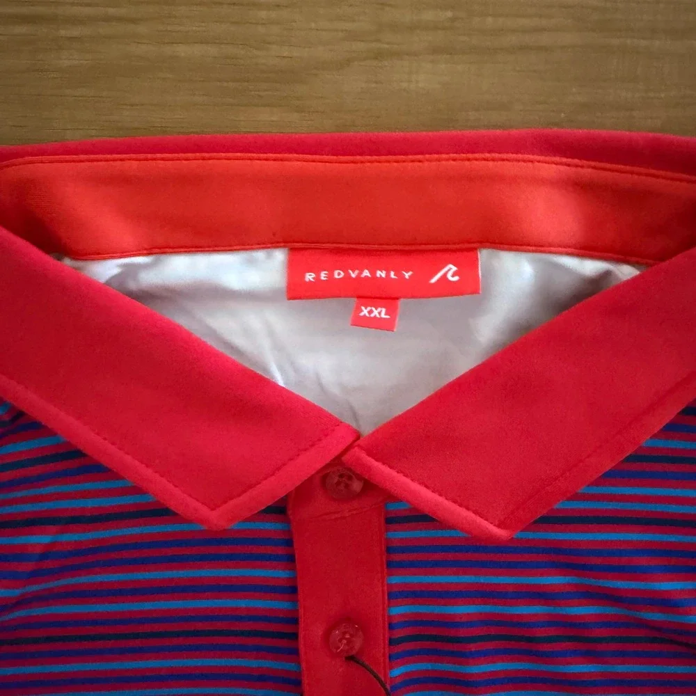 REDVANLY Mens XXL Archer Polo Shirt‎ Rio Striped Short Sleeve Active Wear NWT
